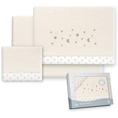 Interbaby Parure de lit pour poussette 40 x 80 cm, pour bébé Draps d'hiver en tissu corail Modèle Stars Luna Comprend un drap-housse, un drap plat et une taie d'oreiller Interbaby Parure de lit pour poussette 40 x 80 cm, pour bébé Draps d'hiver en tissu corail Modèle Stars Luna Comprend un drap-housse, un drap plat et une taie d'oreiller