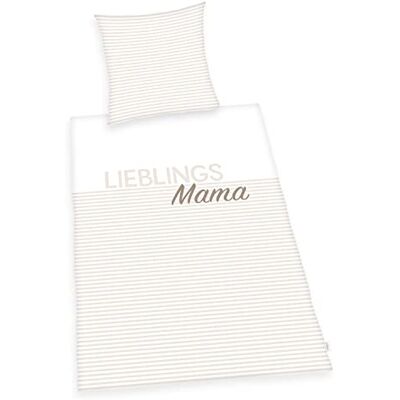 Herding Parure lit avec Inscription Lieblings-Mama, Housse Coussin env. 80x80 cm, Housse Couette env. 135x200 cm, avec Fermeture éclair Facile à Manipuler, 100% Coton, Renforcé 4459280050 Blanc/Beige Herding Parure lit avec Inscription Lieblings-Mama, Housse Coussin env. 80x80 cm, Housse Couette env. 135x200 cm, avec Fermeture éclair Facile à Manipuler, 100% Coton, Renforcé 4459280050 Blanc/Beige