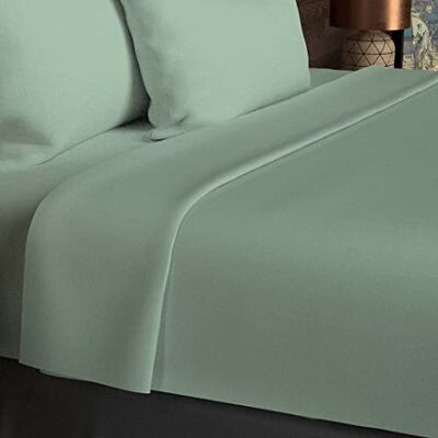 Soleil d'ocre , Drap Plat, Coton 57 Fils, Vert d'eau, 240x290 cm Soleil d'ocre , Drap Plat, Coton 57 Fils, Vert d'eau, 240x290 cm