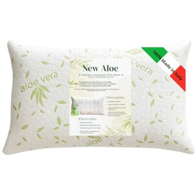 GM Coussin pour lit simple et oreiller pour dormir, rembourrage standard anti-acariens, hypoallergénique respirant pour lit double simple avec taie d'oreiller Aloe lavable, fabriqué en Italie GM Coussin pour lit simple et oreiller pour dormir, rembourrage standard anti-acariens, hypoallergénique respirant pour lit double simple avec taie d'oreiller Aloe lavable, fabriqué en Italie