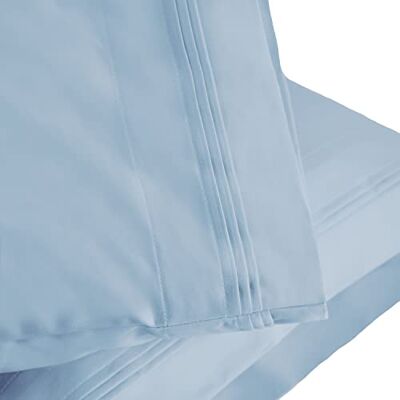 Superior Lot de 2 taies d'oreiller en coton 1000 fils à une seule couche 51 x 76 cm Bleu clair uni Superior Lot de 2 taies d'oreiller en coton 1000 fils à une seule couche 51 x 76 cm Bleu clair uni
