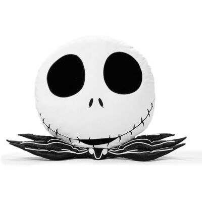 Disney Coussin officiel Jack Skeletron, Nightmare Before Christmas, 52 cm, coussin drôle représentant le visage du héros de la ville d'Halloween Disney Coussin officiel Jack Skeletron, Nightmare Before Christmas, 52 cm, coussin drôle représentant le visage du héros de la ville d'Halloween