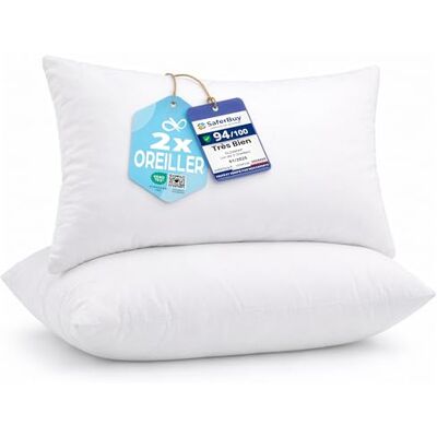 Flowen Oreiller 40x80 Lot de 2 pour Le Lit Coussins pour Dormir et Décoratifs Antiallergiques Anti-Acariens et Rafraichissant Rectangulaire Taie d'Oreiller Blanc en Coton et Polyest. Amovible et Lavable Flowen Oreiller 40x80 Lot de 2 pour Le Lit Coussins pour Dormir et Décoratifs Antiallergiques Anti-Acariens et Rafraichissant Rectangulaire Taie d'Oreiller Blanc en Coton et Polyest. Amovible et Lavable