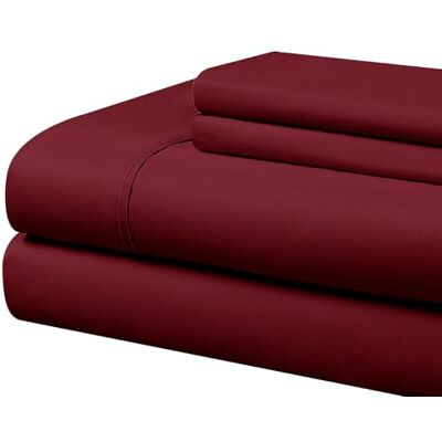 Cathay Home Essentials Parure de lit ultra douce, hypoallergénique et infroissable, en microfibre brossée, bordeaux, lit double Cathay Home Essentials Parure de lit ultra douce, hypoallergénique et infroissable, en microfibre brossée, bordeaux, lit double