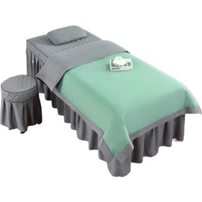 XPJYUA Parure de lit 4 pièces pour salon de beauté avec housse de couette, couvre-lit, taie d'oreiller, tabouret, housse de couette (vert gris, 180 x 70 cm) XPJYUA Parure de lit 4 pièces pour salon de beauté avec housse de couette, couvre-lit, taie d'oreiller, tabouret, housse de couette (vert gris, 180 x 70 cm)