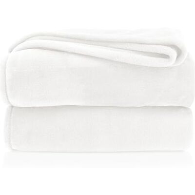 heimtexland Plaid douillet en flanelle chaude Certifié Oekotex Couvre-lit Couverture de canapé Non pelucheuse Super douce XL 150 x 200 cm Type 380 Blanc heimtexland Plaid douillet en flanelle chaude Certifié Oekotex Couvre-lit Couverture de canapé Non pelucheuse Super douce XL 150 x 200 cm Type 380 Blanc