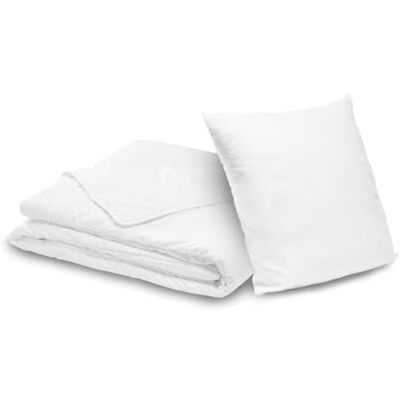 Bleu Calin Home Collection Pack Couette Câline 1 Personne 140x200 cm avec 1 Oreiller 60x60 cm LKS25, Blanc Bleu Calin Home Collection Pack Couette Câline 1 Personne 140x200 cm avec 1 Oreiller 60x60 cm LKS25, Blanc
