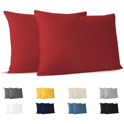 Dreamzie Taie Oreiller 40x60 cm (Lot de 2) 100% Coton Jersey 150 GSM Rouge Taie d'oreiller 40 x 60 cm- Housse de Coussin Résistant et Hypoallergénique pour Oreiller Dreamzie Taie Oreiller 40x60 cm (Lot de 2) 100% Coton Jersey 150 GSM Rouge Taie d'oreiller 40 x 60 cm- Housse de Coussin Résistant et Hypoallergénique pour Oreiller