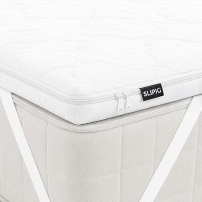 SLIPIO Surmatelas 140x180 cm 5 cm Ergo+ Mousse Orthopédique Topper de Matelas Housse Amovible Lavable Anti-acariens & Antiallergique SLIPIO Surmatelas 140x180 cm 5 cm Ergo+ Mousse Orthopédique Topper de Matelas Housse Amovible Lavable Anti-acariens & Antiallergique