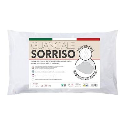 V.I.P. Very Important Pillow Coussin Sourire rembourré avec rabat cardé en fibre 100% polyester, 50 x 80 cm, taie d'oreiller : 100% polyester, blanc, fabriqué en Italie V.I.P. Very Important Pillow Coussin Sourire rembourré avec rabat cardé en fibre 100% polyester, 50 x 80 cm, taie d'oreiller : 100% polyester, blanc, fabriqué en Italie