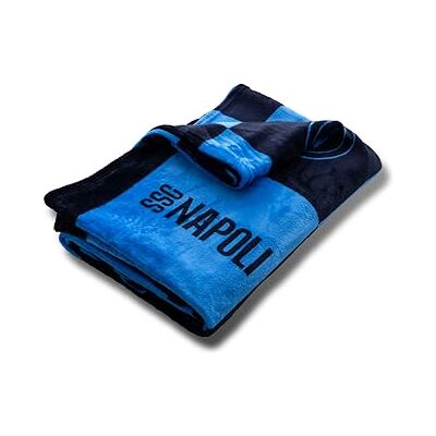 hermet SSC Napoli, Plaid couverture douce avec logo, couverture chaude pour canapé et lit, dimensions 150 x 210 cm, Soft Touch, bleu clair, produit officiel hermet SSC Napoli, Plaid couverture douce avec logo, couverture chaude pour canapé et lit, dimensions 150 x 210 cm, Soft Touch, bleu clair, produit officiel