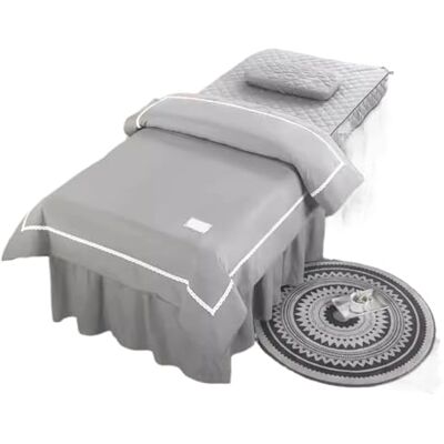 HEUchuan Parure de lit pour salons de beauté Lot de 4 couvre-lits pour lit, couettes, taies d'oreiller et housses de couette pour massage spa, doux pour la peau (gris 1,190 x 70) HEUchuan Parure de lit pour salons de beauté Lot de 4 couvre-lits pour lit, couettes, taies d'oreiller et housses de couette pour massage spa, doux pour la peau (gris 1,190 x 70)