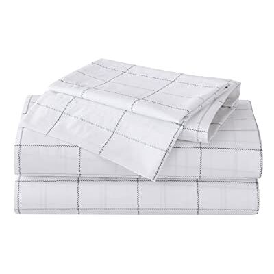 Eddie Bauer Parure de lit en percale de coton Croustillante et fraîche Décoration d'intérieur élégante Pour lit double, motif écossais nordique gris/blanc Eddie Bauer Parure de lit en percale de coton Croustillante et fraîche Décoration d'intérieur élégante Pour lit double, motif écossais nordique gris/blanc