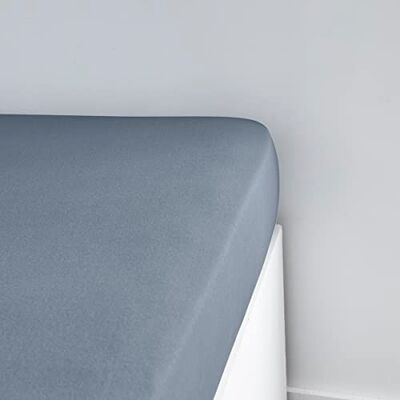 TODAY Essential Drap Housse 90X190 cm 1 Personne Jersey 100% Coton Uni, Denim TODAY Essential Drap Housse 90X190 cm 1 Personne Jersey 100% Coton Uni, Denim