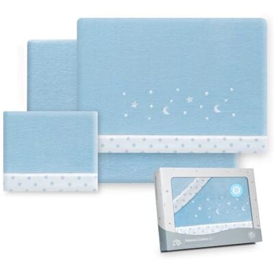 Interbaby Parure de lit pour poussette 40 x 80 cm, pour bébé Draps d'hiver en tissu corail Modèle Stars Luna Comprend un drap-housse, un drap plat et une taie d'oreiller Interbaby Parure de lit pour poussette 40 x 80 cm, pour bébé Draps d'hiver en tissu corail Modèle Stars Luna Comprend un drap-housse, un drap plat et une taie d'oreiller