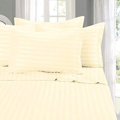 Elegant Comfort Parure de lit 4 pièces la plus douce et confortable – De qualité égyptienne de 1500 fils au pouce carré, résistante aux plis et aux rayures damassées, lit jumeau, ivoire Elegant Comfort Parure de lit 4 pièces la plus douce et confortable – De qualité égyptienne de 1500 fils au pouce carré, résistante aux plis et aux rayures damassées, lit jumeau, ivoire