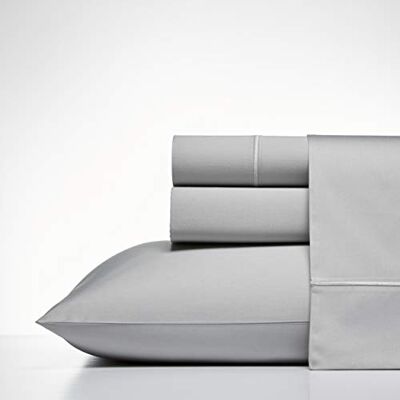 Nautica Draps pour très grand lit, literie en satin de coton, 400 fils au pouce carré, soyeux et infroissable (gris Regatta King) Nautica Draps pour très grand lit, literie en satin de coton, 400 fils au pouce carré, soyeux et infroissable (gris Regatta King)
