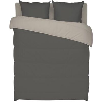 Bleu Calin Couette Chaude Bicolore Réversible 1 personne, Microfibre, Graphite/Galet, 140x200 cm Bleu Calin Couette Chaude Bicolore Réversible 1 personne, Microfibre, Graphite/Galet, 140x200 cm