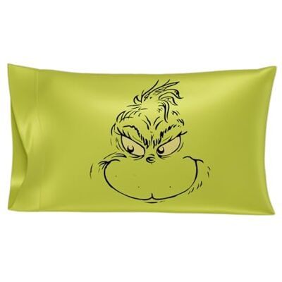 Franco Collectibles Grinch du Dr. Seuss Holiday Taie d'oreiller Beauty Silky réversible en satin soyeux standard 50,8 x 76,2 cm pour cheveux et peau, (produit sous licence officielle) Franco Collectibles Grinch du Dr. Seuss Holiday Taie d'oreiller Beauty Silky réversible en satin soyeux standard 50,8 x 76,2 cm pour cheveux et peau, (produit sous licence officielle)