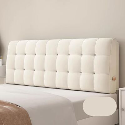 ZQBXHDZW Coussin de tête de lit, housse de protection anti-poussière en velours hollandais avec poches, coussin de lecture, pour lit simple/double/king/super king size (90 x 60 x 6 cm avec sangles, blanc ZQBXHDZW Coussin de tête de lit, housse de protection anti-poussière en velours hollandais avec poches, coussin de lecture, pour lit simple/double/king/super king size (90 x 60 x 6 cm avec sangles, blanc
