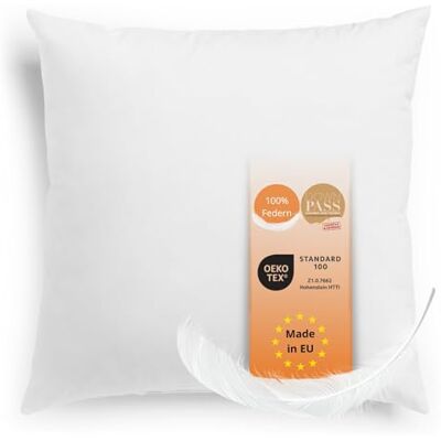 sleepling Oreiller 60 x 60 cm Coussin en plumes, rembourrage en plumes, poster, coutil, coussin intérieur, 100 % coton, passe-descent, fabriqué en UE, lavable à 60 °C sleepling Oreiller 60 x 60 cm Coussin en plumes, rembourrage en plumes, poster, coutil, coussin intérieur, 100 % coton, passe-descent, fabriqué en UE, lavable à 60 °C