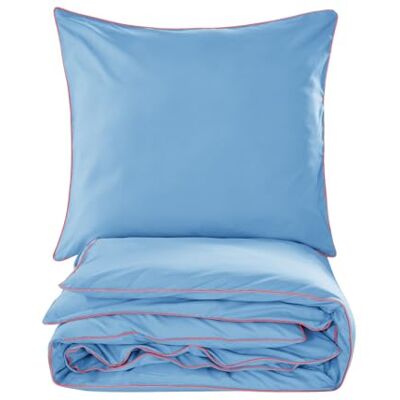 Cotton Market Parure de lit 2 pièces en microfibre de coton Housse de couette 155 x 200 cm et 2 taies d'oreiller 70 x 80 cm Bleu Cotton Market Parure de lit 2 pièces en microfibre de coton Housse de couette 155 x 200 cm et 2 taies d'oreiller 70 x 80 cm Bleu