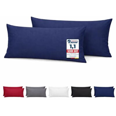 Komfortec Taie d'oreiller 40x80, Lot de 2, Housse Coussin Douce Et Brossée, Certifiée Oeko-TEX, Douce et Respirante, avec Fermeture éclair, Bleu Komfortec Taie d'oreiller 40x80, Lot de 2, Housse Coussin Douce Et Brossée, Certifiée Oeko-TEX, Douce et Respirante, avec Fermeture éclair, Bleu