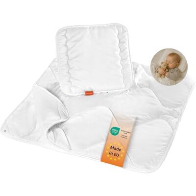 sleepling 196278 Parure de lit pour bébé 4 saisons 80 x 80 cm et oreiller plat 35 x 40 cm Fabriqué en UE Ökotex 100 Lavable à 60 °C sleepling 196278 Parure de lit pour bébé 4 saisons 80 x 80 cm et oreiller plat 35 x 40 cm Fabriqué en UE Ökotex 100 Lavable à 60 °C