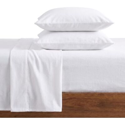 Eddie Bauer Home Flannel Collection Parure de lit en coton, pré-rétréci et brossé pour plus de douceur, de confort et une sensation de confort, lit double, blanc Eddie Bauer Home Flannel Collection Parure de lit en coton, pré-rétréci et brossé pour plus de douceur, de confort et une sensation de confort, lit double, blanc