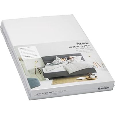 TEMPUR -FIT Drap housse, très extensible, convient aux matelas de 140/160 cm x 200/220 cm, lavable en machine et sans produits chimiques, blanc TEMPUR -FIT Drap housse, très extensible, convient aux matelas de 140/160 cm x 200/220 cm, lavable en machine et sans produits chimiques, blanc