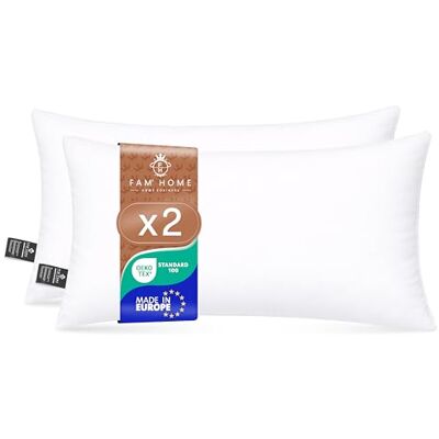 FH FAM' HOME HOME COSINESS FAM Home Oreiller 40x80 Lot de 2 Anti Acarien I Coussin Rectangulaire Moelleux Microfibre Douces Hypoallergenique Entretien Facile FH FAM' HOME HOME COSINESS FAM Home Oreiller 40x80 Lot de 2 Anti Acarien I Coussin Rectangulaire Moelleux Microfibre Douces Hypoallergenique Entretien Facile