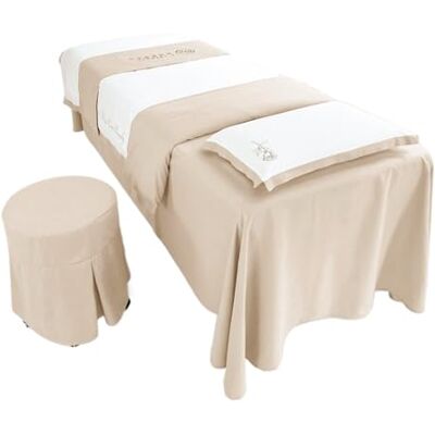 FonHNDG Ensembles de housses pour lits de salon de beauté Parure de lit 4 pièces for salon beauté, couvre-lit, jupe, taie d'oreiller, for massage et spa(Khaki,4pcs190x80) FonHNDG Ensembles de housses pour lits de salon de beauté Parure de lit 4 pièces for salon beauté, couvre-lit, jupe, taie d'oreiller, for massage et spa(Khaki,4pcs190x80)