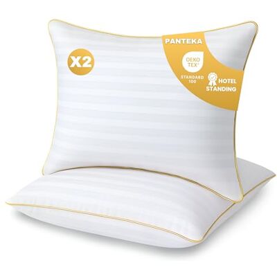 Panteka Oreiller 60x60cm lot de 2 Coussin de lit moelleux & doux Standing Hôtellerie luxe Respirant & Hypoallergénique Oeko-Tex Sommeil sur le Côté, le Dos et le Ventre Lavable en machine Panteka Oreiller 60x60cm lot de 2 Coussin de lit moelleux & doux Standing Hôtellerie luxe Respirant & Hypoallergénique Oeko-Tex Sommeil sur le Côté, le Dos et le Ventre Lavable en machine