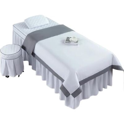 HEUchuan Parure de lit pour salon de beauté, lot de 4 pièces, pour massage, spa, couvre-lit, taie d'oreiller, tabouret, club, salon (blanc, 190 x 70) HEUchuan Parure de lit pour salon de beauté, lot de 4 pièces, pour massage, spa, couvre-lit, taie d'oreiller, tabouret, club, salon (blanc, 190 x 70)