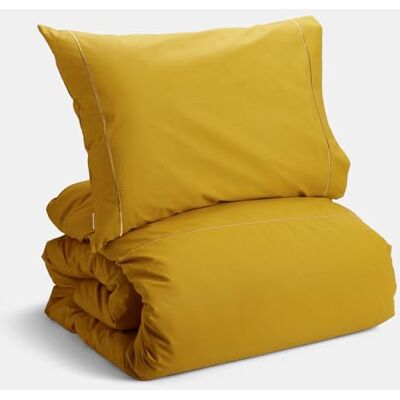 Bianca Plain Dyed Mustard Parure de lit avec housse de couette 220 x 220 + 50 x 155 cm + taie d'oreiller blanche 50 x 80 cm Bianca Plain Dyed Mustard Parure de lit avec housse de couette 220 x 220 + 50 x 155 cm + taie d'oreiller blanche 50 x 80 cm