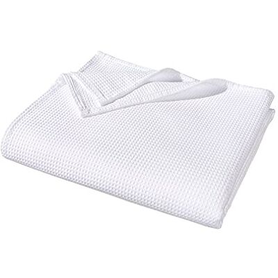WOHNWOHL Couvre-lit (220x240 cm) • Couverture d'été légère en piqué gaufré • 100% Coton • Couverture de canapé aérée et Polyvalente • Plaid en Coton (Blanc) WOHNWOHL Couvre-lit (220x240 cm) • Couverture d'été légère en piqué gaufré • 100% Coton • Couverture de canapé aérée et Polyvalente • Plaid en Coton (Blanc)