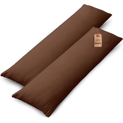 NatureMark Lot de 2 Housses d'oreiller en Jersey Housse d'oreiller Coussin pour dormeur latéral Coussin de Nuque Nombreuses Tailles et Couleurs Oeko-Tex (40 x 145 cm, Chocolat Marron) NatureMark Lot de 2 Housses d'oreiller en Jersey Housse d'oreiller Coussin pour dormeur latéral Coussin de Nuque Nombreuses Tailles et Couleurs Oeko-Tex (40 x 145 cm, Chocolat Marron)