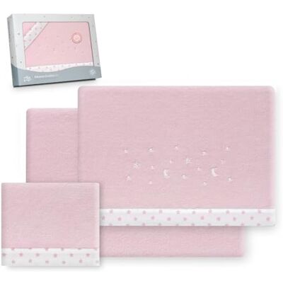 Interbaby Underzy Parure de lit 100% polyester avec drap-housse, drap plat et taie d'oreiller Motif lune Rose 60 x 120 cm Interbaby Underzy Parure de lit 100% polyester avec drap-housse, drap plat et taie d'oreiller Motif lune Rose 60 x 120 cm