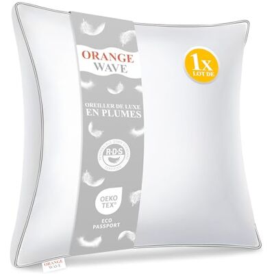 Orange Wave Oreiller en Plumes 60x60 Coussin – Oreiller Moyen Confort, Mélange Plumes et Duvet, Certifié RDS et OEKO-TEX – Coussin de Lit Pillow alliant Douceur et Soutien Orange Wave Oreiller en Plumes 60x60 Coussin – Oreiller Moyen Confort, Mélange Plumes et Duvet, Certifié RDS et OEKO-TEX – Coussin de Lit Pillow alliant Douceur et Soutien