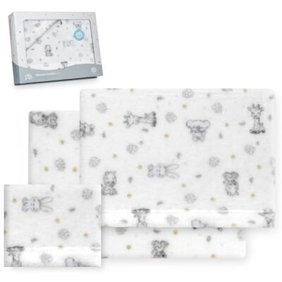Interbaby Underzy Parure de lit 100% polyester avec drap-housse, drap plat et taie d'oreiller Motif Koala Blanc/bleu 60 x 120 cm Interbaby Underzy Parure de lit 100% polyester avec drap-housse, drap plat et taie d'oreiller Motif Koala Blanc/bleu 60 x 120 cm