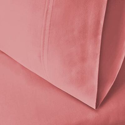 Superior Lot de 2 housses de coussin en coton mélangé de 600 fils au pouce carré pour la maison ou le dortoir, essentiels de literie supplémentaires, finition en armure satin doux, standard, rose Superior Lot de 2 housses de coussin en coton mélangé de 600 fils au pouce carré pour la maison ou le dortoir, essentiels de literie supplémentaires, finition en armure satin doux, standard, rose