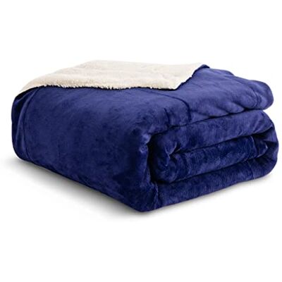 Good Nite Kono Couverture polaire sherpa, douce, confortable et réversible en microfibre pour lit, canapé, sofa, lit simple, 130 x 150 cm, bleu marine Good Nite Kono Couverture polaire sherpa, douce, confortable et réversible en microfibre pour lit, canapé, sofa, lit simple, 130 x 150 cm, bleu marine