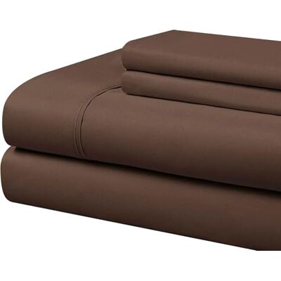 Cathay Home Parure de lit en microfibre, marron, pour lit simple Cathay Home Parure de lit en microfibre, marron, pour lit simple