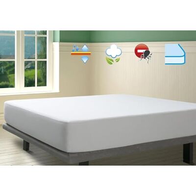 Savel Drap et protège-matelas 2 en 1 imperméable et respirant en coton éponge 135 x 190/200 cm Savel Drap et protège-matelas 2 en 1 imperméable et respirant en coton éponge 135 x 190/200 cm