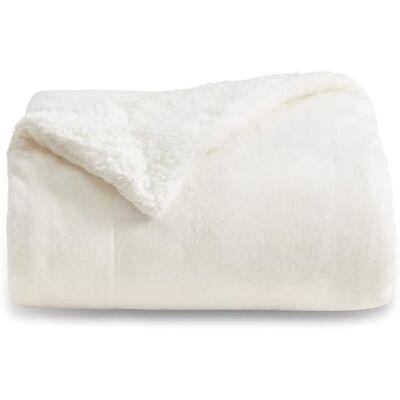 DLKJCX Couverture lestée Sherpa douce, chaude et épaisse pour un confort ultime et un meilleur sommeil pour lit d'hiver et d'automne (blanc, 127 x 152 cm) DLKJCX Couverture lestée Sherpa douce, chaude et épaisse pour un confort ultime et un meilleur sommeil pour lit d'hiver et d'automne (blanc, 127 x 152 cm)
