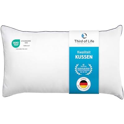 Third of Life InSPIRO Oreiller 60 x 70 cm, de qualité supérieure, développé par des experts du sommeil, ergonomique, pour les personnes dormant sur le côté, sur le dos, sur le ventre, coussin de soutien cervical Third of Life InSPIRO Oreiller 60 x 70 cm, de qualité supérieure, développé par des experts du sommeil, ergonomique, pour les personnes dormant sur le côté, sur le dos, sur le ventre, coussin de soutien cervical