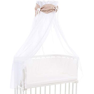 babybay Ciel de lit en coton bio avec nœud adapté aux modèles Original, Maxi, Boxspring, Comfort, Comfort Plus et Midi, brun clair avec étoiles blanches babybay Ciel de lit en coton bio avec nœud adapté aux modèles Original, Maxi, Boxspring, Comfort, Comfort Plus et Midi, brun clair avec étoiles blanches