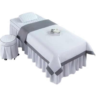 ATEUXOL Housse de Table de Massage pour Salon de Beauté Parure de lit 4 pièces for salon beauté, massage, spa, couvre-lit, taie d'oreiller, tabouret, couette, club(White,190x80) ATEUXOL Housse de Table de Massage pour Salon de Beauté Parure de lit 4 pièces for salon beauté, massage, spa, couvre-lit, taie d'oreiller, tabouret, couette, club(White,190x80)