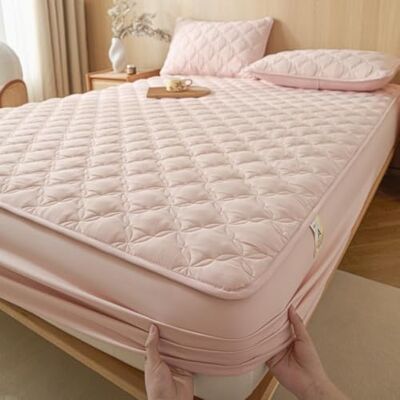 HSTANGKY Protège-matelas imperméable avec surpiqûre en losanges Surmatelas respirant sans bruit et confortable Housse de couette élastique douce Rose California King 78 x 86 pouces HSTANGKY Protège-matelas imperméable avec surpiqûre en losanges Surmatelas respirant sans bruit et confortable Housse de couette élastique douce Rose California King 78 x 86 pouces