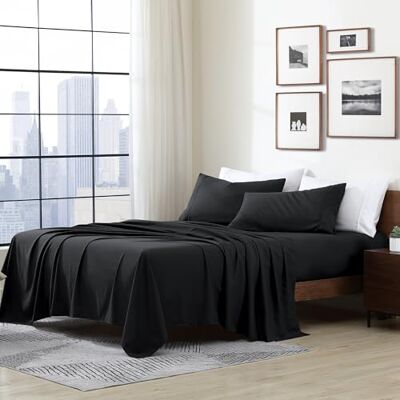 Cathay Home Parure de lit en microfibre, noir, pour très grand lit Cathay Home Parure de lit en microfibre, noir, pour très grand lit